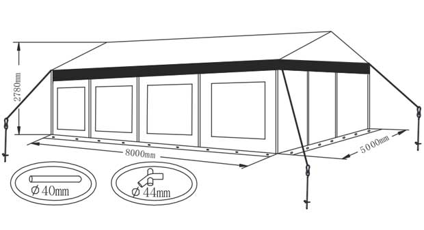 Veliki paviljon sa metalnom konstrukcijom 5x8m - dodatni pogled