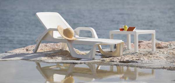 Ležaljka Zanzibar sa podesivim naslonom Bela - dodatni pogled