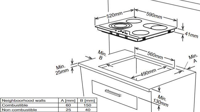 VOX ugradna ploča EBC 410DB - dodatni pogled