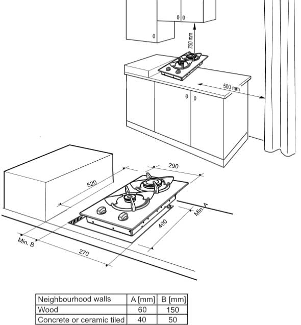 VOX plinska ugradna ploča EBC 200GB - dodatni pogled