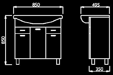 Kupatilski set Idevit Line sa umivaonikom, ogledalom i ormarićem - dodatni pogled