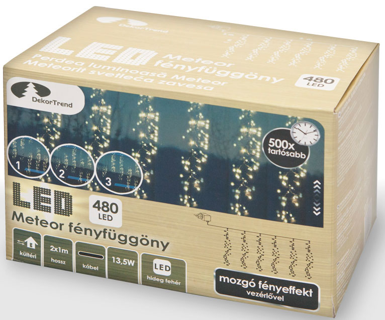 Toplo Bele Lampice LED Zavesa Za Spoljnu i Unutrašnju Upotrebu Meteor - dodatni pogled