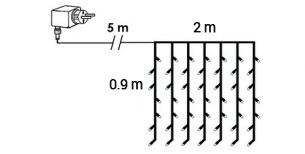 Novogodišnja LED Svetleća Zavesa Za Spoljnu ili Unutrašnju Upotrebu 0.9 x 2 m - dodatni pogled