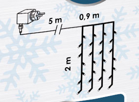 Toplo Bela LED Svetleća Zavesa Za Spoljnu ili Unutrašnju Upotrebu 0.9 x 2 m - dodatni pogled
