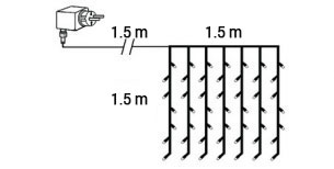 Hladno Bela LED Svetleća Zavesa Za Spoljnu ili Unutrašnju Upotrebu 1.5x1.5 m - dodatni pogled