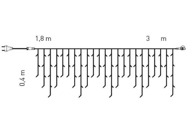 Nastavljajuća Novogodišnja LED Svetleća Zavesa Za Spoljnu ili Unutrašnju Upotrebu 3 x 0.4 m - dodatni pogled
