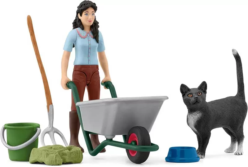 Schleich® Figurice Domaće životinje Liza i Set za čišćenje staje 42747
