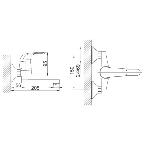 Baterija za sudoperu zidna Ferro Vasto BVA3 - dodatni pogled