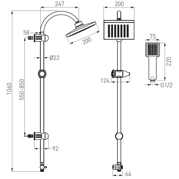 Usponski tuš Ferro Squerto NP22 - dodatni pogled