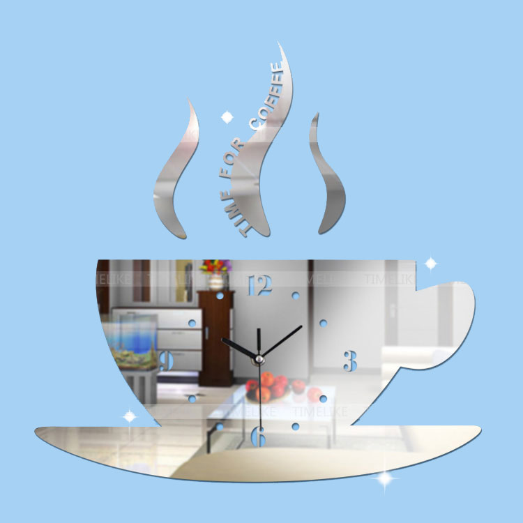 Zidni Akrilni Sat Time For Coffee Silver T5437S - dodatni pogled