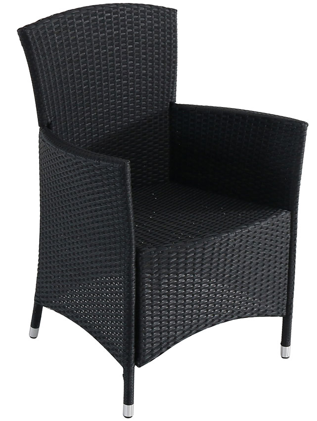 Baštenska Garnitura Od Ravnog Ratana PE Atlantic Crna - 4 Fotelje i Sto - dodatni pogled