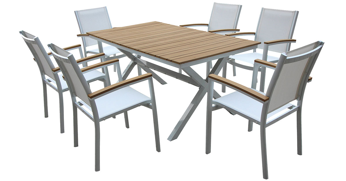 Garnitura Za Dvorište i Baštu Merida - 6 Stolica i Sto Sa PolyWood Površinom - dodatni pogled