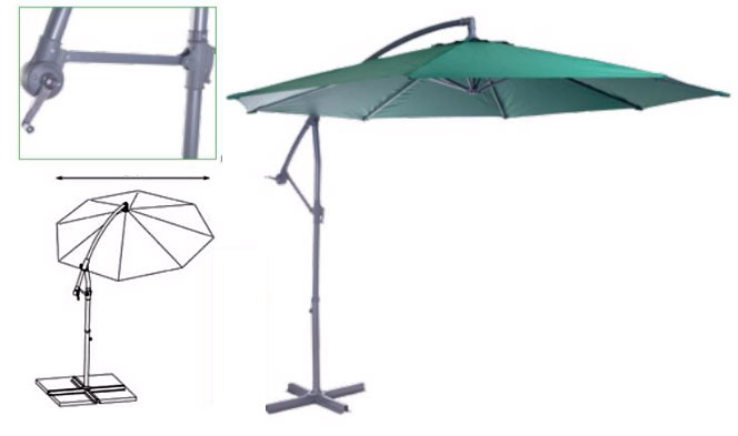 Zglobni Suncobran Acapulco Zeleni - dodatni pogled