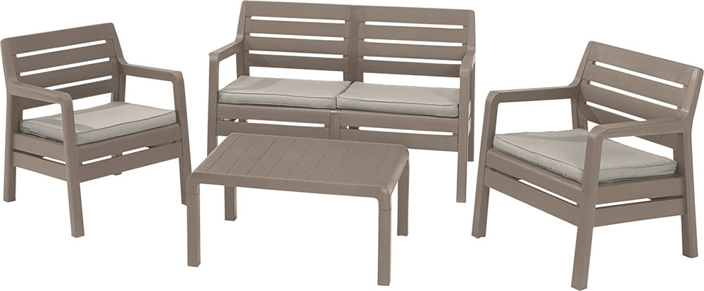 Baštenska Garnitura Delano by Curver 2 Fotelje, Klupa i Sto - Kapućino - dodatni pogled