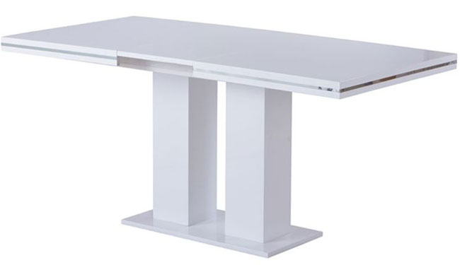 Trpezarijski sto sa produžetkom MBCD 140x90+40 beli visoki sjaj - dodatni pogled