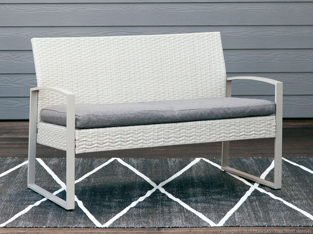 Baštenska Salon Garnitura - 2 Fotelje, Dvosed i Sto Sa Staklom - Metal - Petan - dodatni pogled