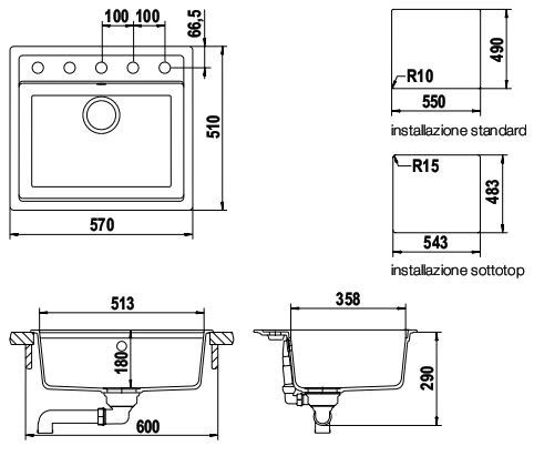 Granitna sudopera Nemo N-100 šampanj - dodatni pogled