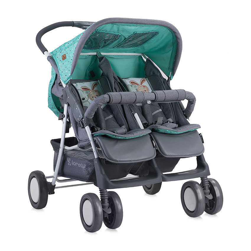 Kolica za blizance sa opremom Lorelli Twin Green Grey Friends 10020071704 - dodatni pogled