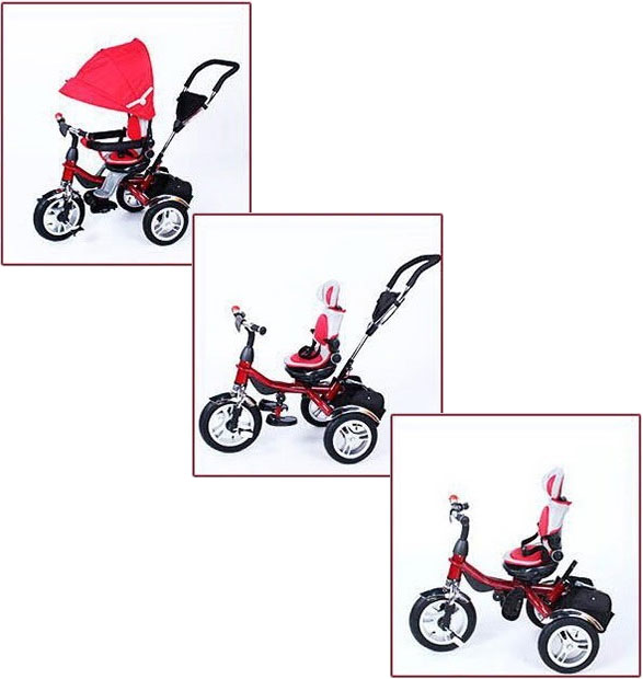 Multifunkcionalan tricikl prilagodljiv uzrastu deteta Playtime AM 408 crveni - dodatni pogled