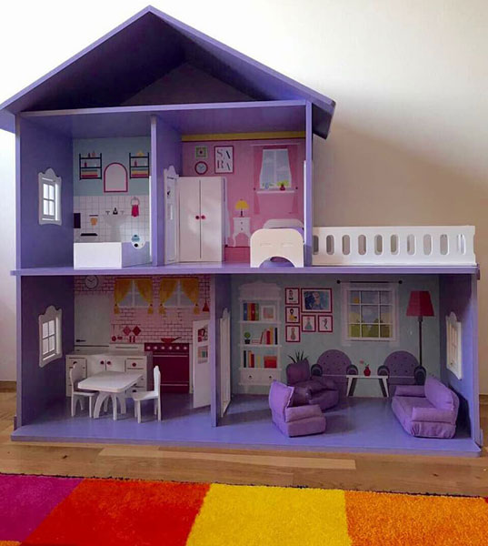 Velika kućica za lutke sa nameštajem Nora lila - dodatni pogled