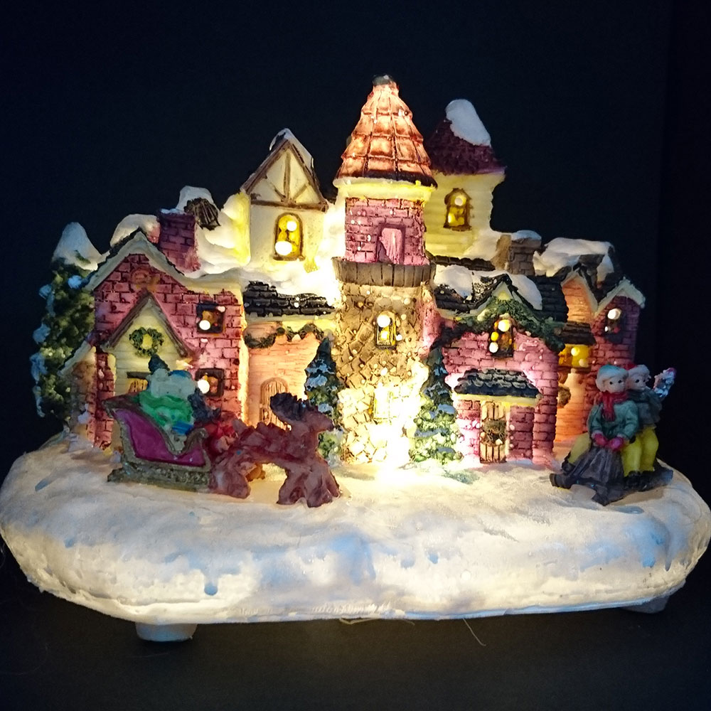 LED Svetleći Grad Sa Decom i Irvasima - Novogodišnja Dekoracija - dodatni pogled