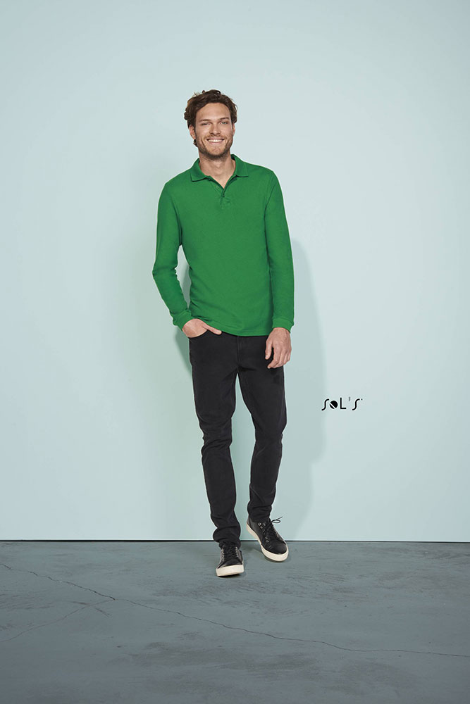 Sols Muška polo majica dug rukav Winter II Grey Melange veličina M 11353 - dodatni pogled