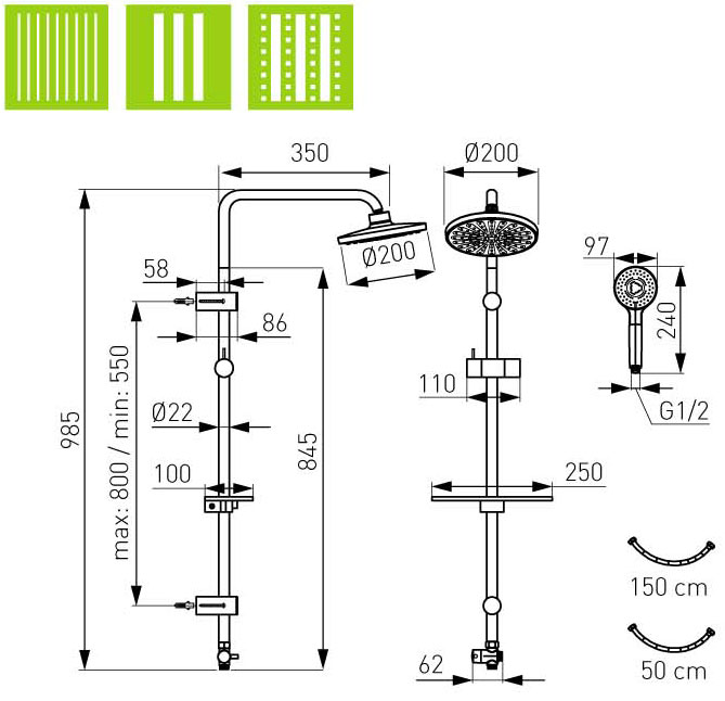 Usponski tuš Ferro Rondo Lux NP23 - dodatni pogled