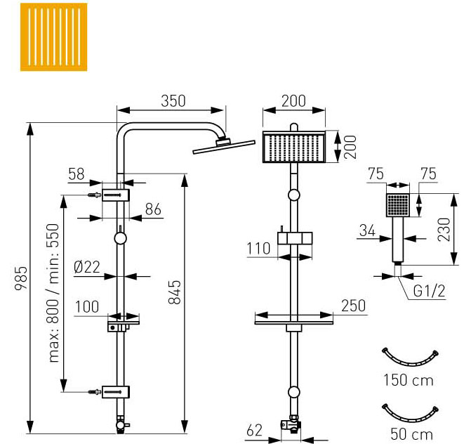Usponski tuš Ferro Squerto Lux NP24 - dodatni pogled