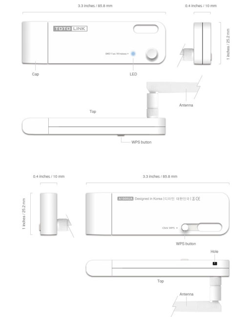 Totolink Prenosni Wireless USB mrežni adapter za PC A1000UA - dodatni pogled