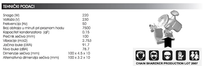 Oštrač za lanac WSK220 72922000 - dodatni pogled
