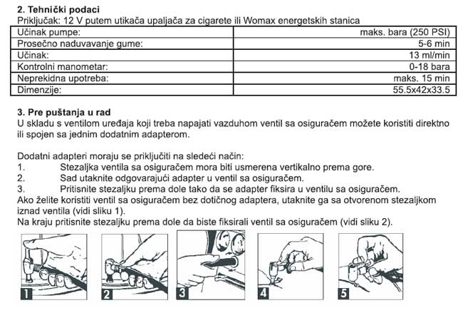 Kompresor za naduvavanje guma WAK12250/1 75230001 - dodatni pogled