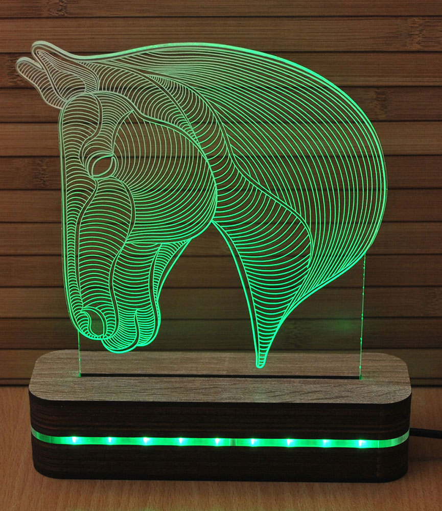3D LED Lampa Illusions by Black Cut Blue Horse - dodatni pogled
