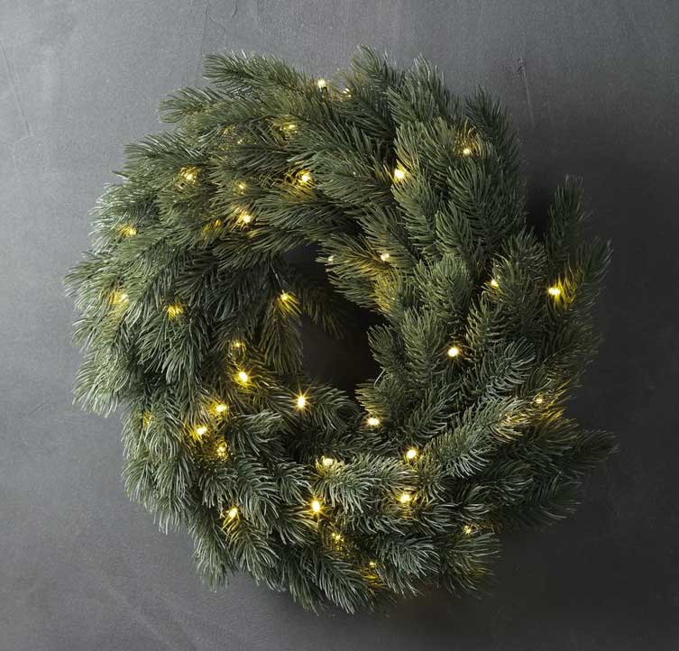 Novogodišnji svetleći LED venčić sa tajmerom 40cm na baterije - dodatni pogled