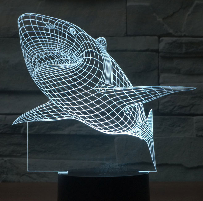 3D LED Lampa u 8 boja Black Cut Illusions Shark Multicolor - dodatni pogled