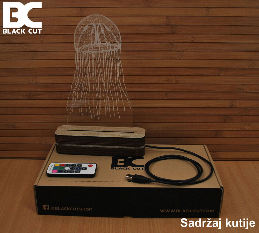 3D LED Lampa u 9 boja Black Cut Earth Multicolor - dodatni pogled