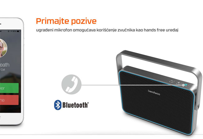 Trendwoo Portabl Bluetooth zvučnik Blade-X sivi 029258 - dodatni pogled