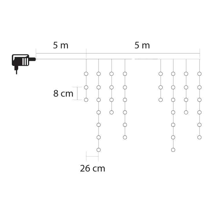 Svetleći niz sa 100 hladno belih LED dioda 5m - dodatni pogled