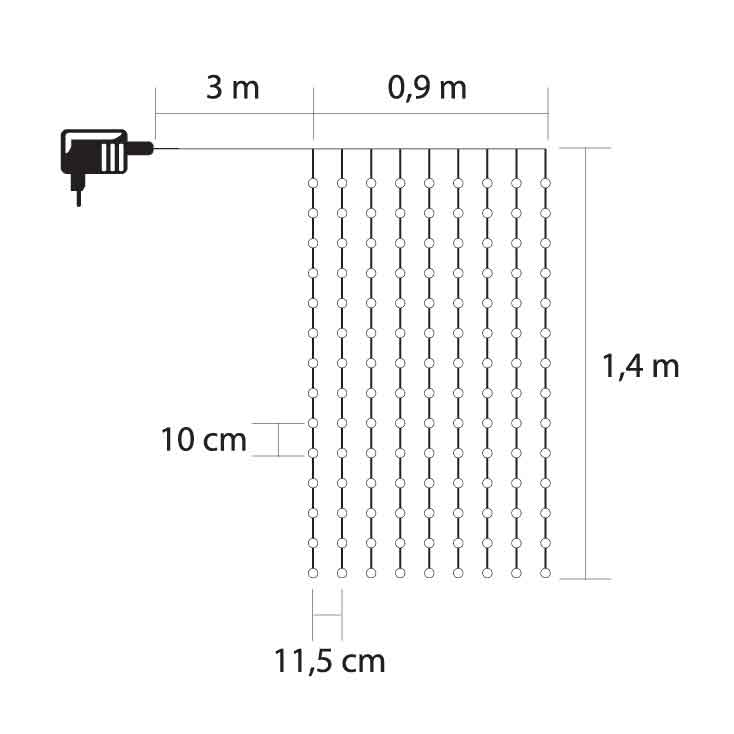 Svetleća LED zavesa 90x140cm sa 126 toplo belih LED - dodatni pogled