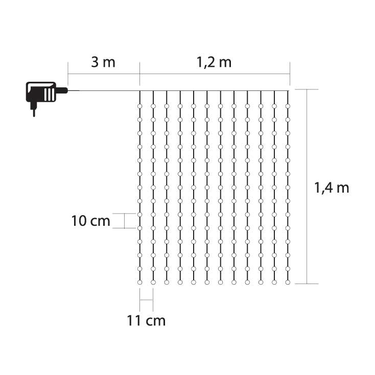 Novogodišnja LED zavesa 120x140cm sa 168 toplo belih lampica - dodatni pogled