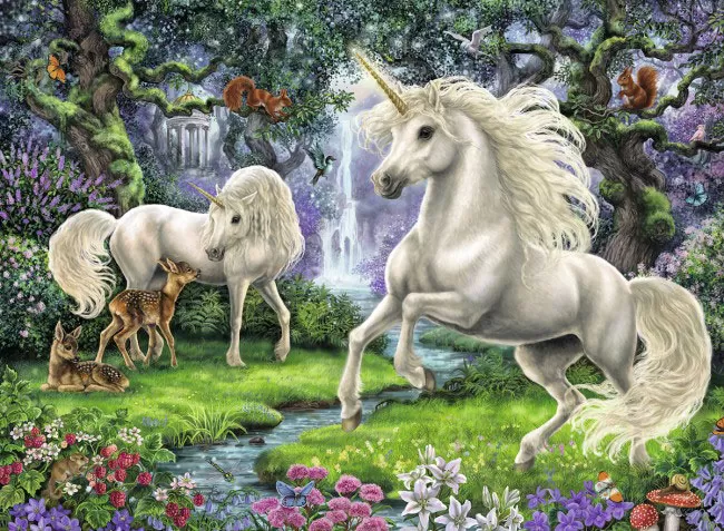 Ravensburger puzzle XXL - Životinje - Mysterious Unicorns 200 delova RA12838