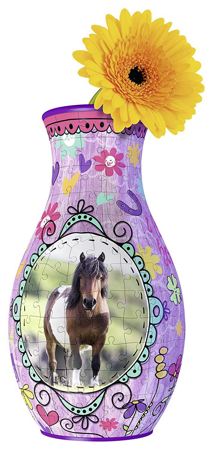 Ravensburger 3D puzzle GIRLY GIRL edition - Za devojčice - Vaza za cveće - Konji - Vase Horses 216 delova RA12052 - dodatni pogled