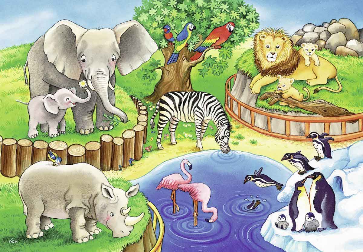 Ravensburger puzzle  Dečije puzle - 2x12 - Životinje - Animals in the Zoo  2x12 delova  RA07602 - dodatni pogled