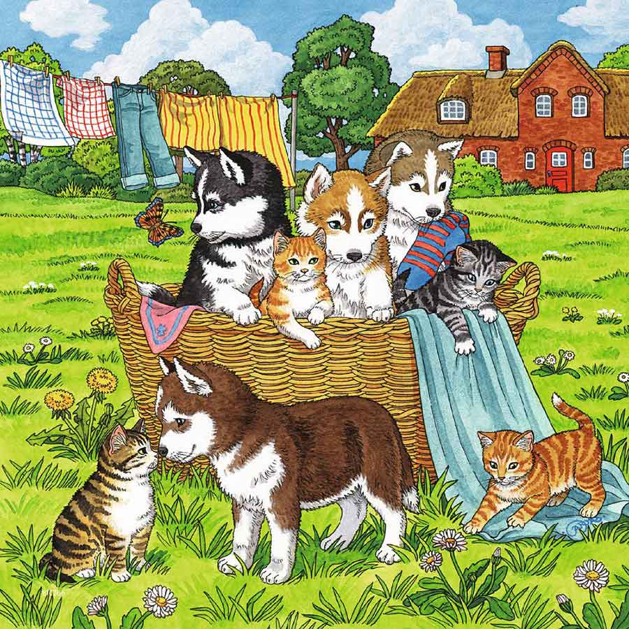 Ravensburger puzzle Dečije puzle - 3x49 - Životinje - Mace - Kučići - Cats and Dogs  3x49 delova RA08002 - dodatni pogled