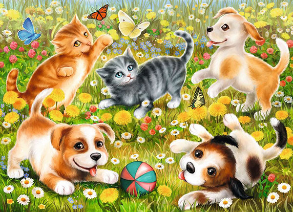 Ravensburger puzzle Dečije puzle - 60 - 1:1 - Životinje - Kučići - Mace - Cats & Dogs   60 delova RA09624 - dodatni pogled