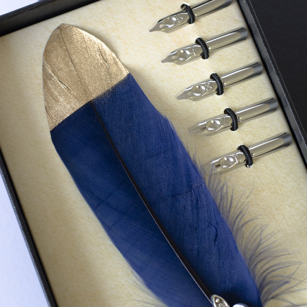 Set za kaligrafiju i pisanje Plavo Zlatno Pero - dodatni pogled