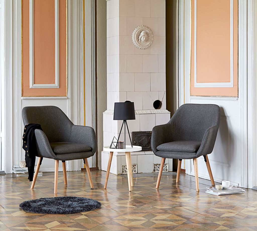 Fotelja Grej tkanina siva - dodatni pogled