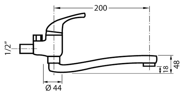 Jednoručna zidna baterija za protočni bojler Primo SAC876 - dodatni pogled