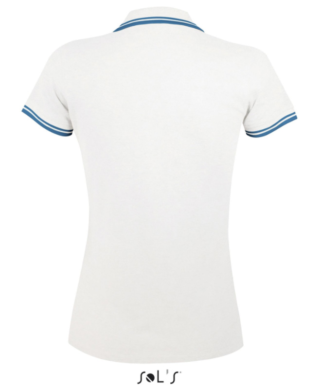 Sols Pasadena Ženska majica sa kragnom vel. L White/Aqua 00578 - dodatni pogled