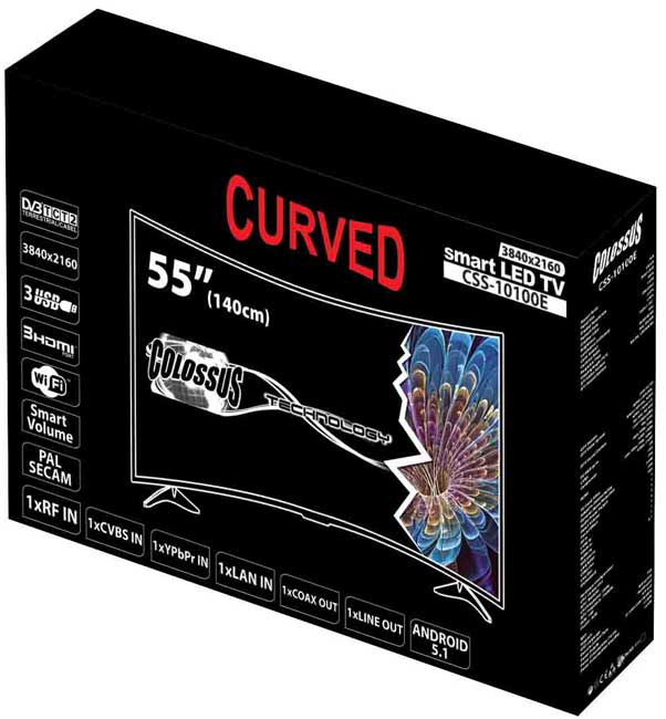 Colossus Zakrivljeni Smart LED televizor 55 inča 4K Ultra HD Android Wi-Fi DVB-T2 - dodatni pogled