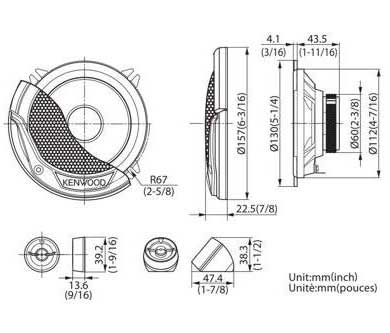 Kenwood KFC-E130P Dvosistemski komponentni zvučnici za automobil 13cm - dodatni pogled
